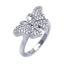 Load image into Gallery viewer, Sterling Silver Rhodium Plated Micro Pave CZ Butterfly Ring