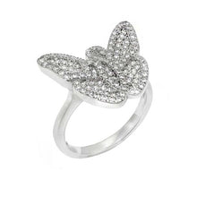 Load image into Gallery viewer, Sterling Silver Rhodium Plated Micro Pave Butterfly Shaped Clear CZ Ring