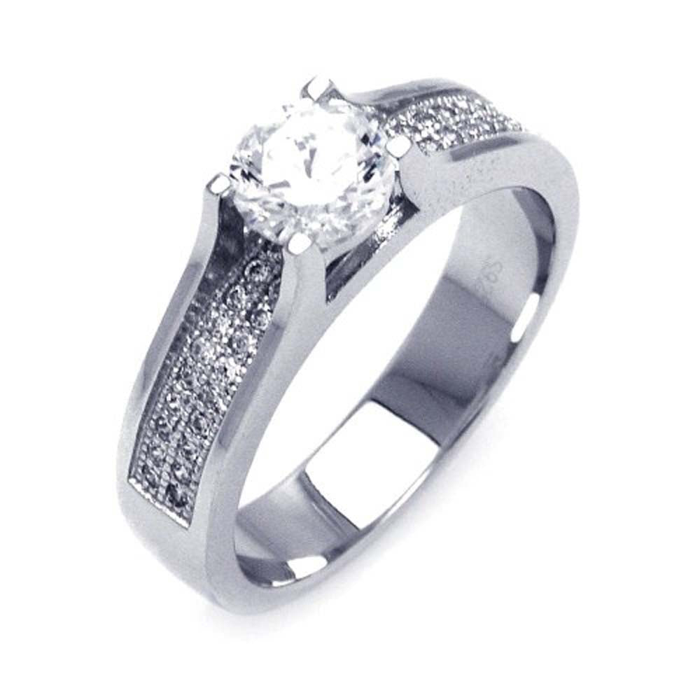 Sterling Silver Rhodium and Black Rhodium Plated Micro Pave Clear and Black CZ Ring