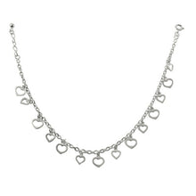 Load image into Gallery viewer, Sterling Silver Non Plated Multi Dangling Open Hearts Anklet