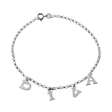 Load image into Gallery viewer, Sterling Silver Non Plated DIVA Dangling Charm Link Anklet