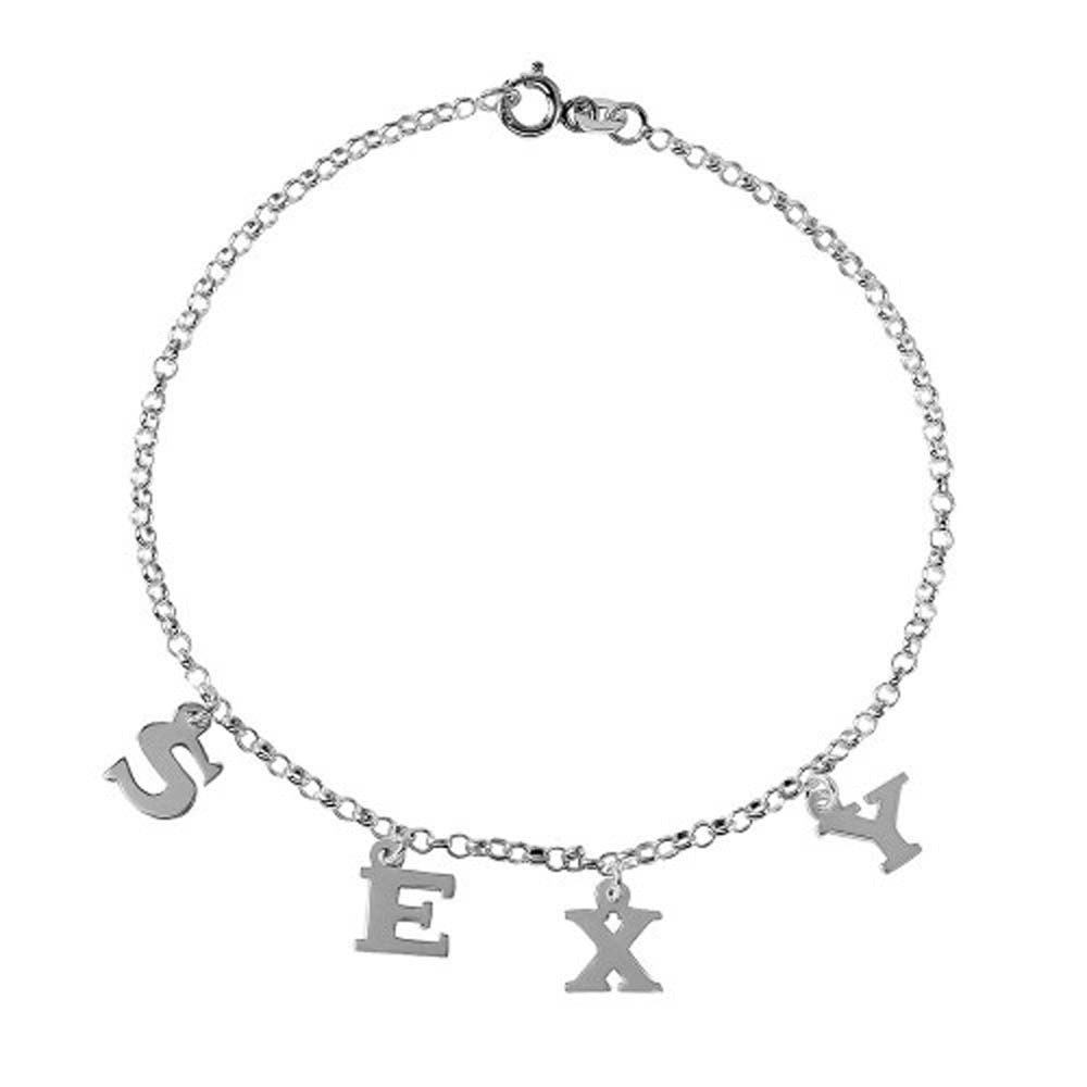 Sterling Silver Non Plated SEXY Dangling Charm Link Anklet