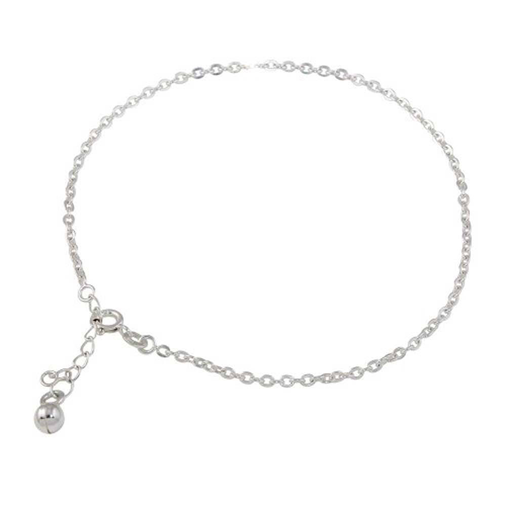 Sterling Silver Non Plated Link Bell Anklet