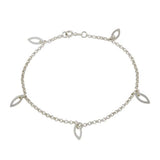 Sterling Silver Non Plated Multi Eye Shape Charm Dangling Anklet