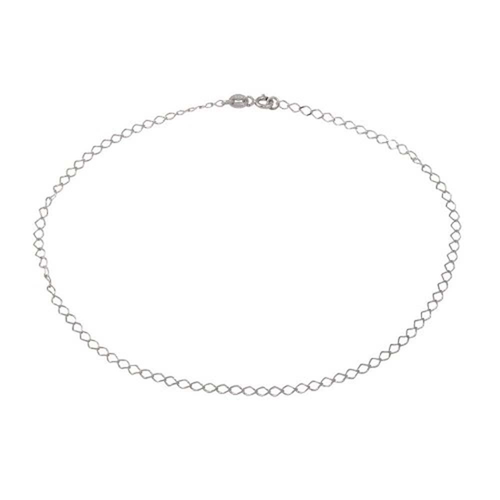 Sterling Silver Rhodium Wide Open Link Anklet