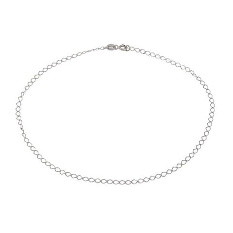 Sterling Silver Rhodium Wide Open Link Anklet