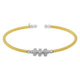 Sterling Silver Gold Plated Beaded Cuffs with CZ