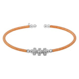 Sterling Silver Rose Gold Plated Beaded Cuff with CZ