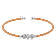 Sterling Silver Rose Gold Plated Beaded Cuff with CZ