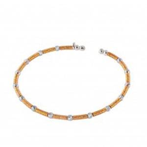 Sterling Silver Rose Gold and Rhodium Plated Thin Two Tone Bangle