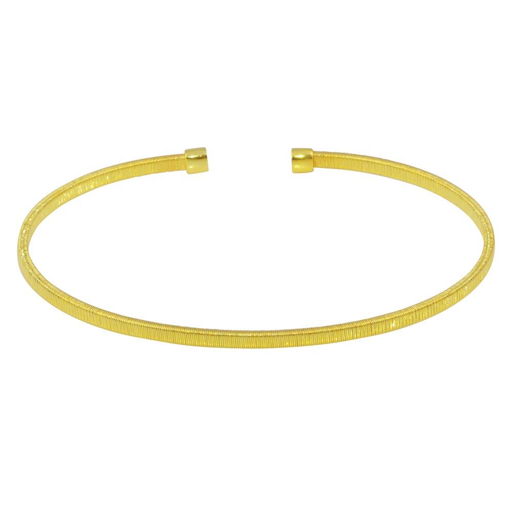 Sterling Silver Gold Plated Open Flat Bangle