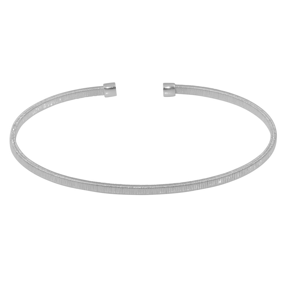 Sterling Silver Rhodium Plated Open Flat Bangle