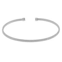 Load image into Gallery viewer, Sterling Silver Rhodium Plated Open Flat Bangle