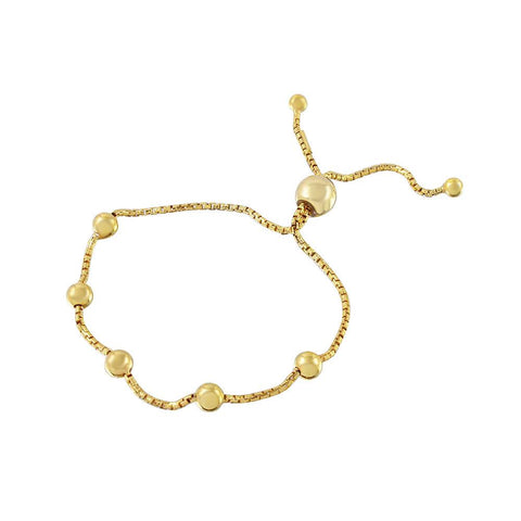 Sterling Silver Gold Plated 8 Beaded Italian Lariat Bracelet