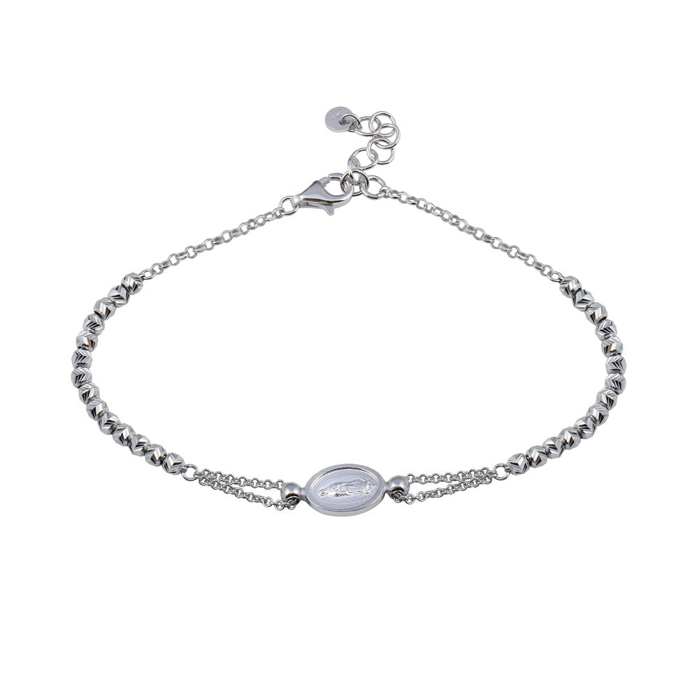 Sterling Silver Rhodium Plated Lady of Guadalupe Bracelet