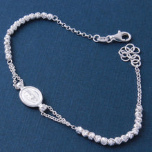 Load image into Gallery viewer, Sterling Silver Diamond Cut Beads With Religious Medallion Charm Bracelets