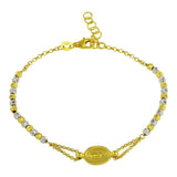 Sterling Silver Gold Plated Lady of Guadalupe Beaded Bracelet