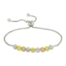 Load image into Gallery viewer, Sterling Silver Rhodium Plated Linked Tri Color Circles with CZ
