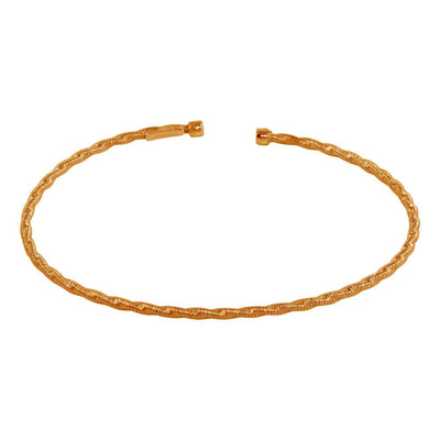 Sterling Silver Rose Gold Plated Twisted Thin Rope Bangle