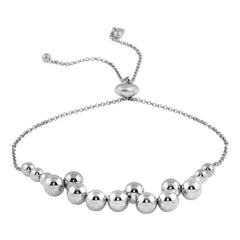 Sterling Silver Rhodium Plated Bead Bracelet