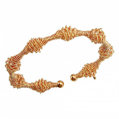 Sterling Silver Rose Gold Plated Diamond Cut Wire Design Cuff Bracelets