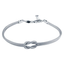 Load image into Gallery viewer, Sterling Silver Rhodium Plated Double Chain Knot Bracelet