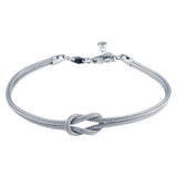 Sterling Silver Rhodium Plated Double Chain Knot Bracelet