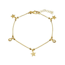 Load image into Gallery viewer, Sterling Silver Gold Plated Star and Clear CZ Bracelet - silverdepot