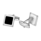 Sterling Silver Square Black Enamel Cufflink