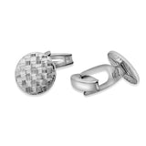 Sterling Silver Round DC Weave Design Cufflink