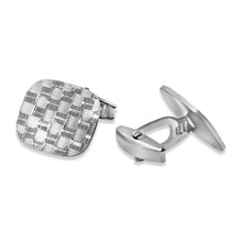 Load image into Gallery viewer, Sterling Silver Rounded Rectangle DC Weave Design Cufflink