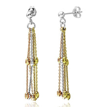 Load image into Gallery viewer, Sterling Silver Three Toned Beaded Stands Dangling Earrings