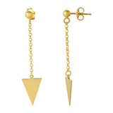 Sterling Silver Gold Plated Hanging Triangle Earrings
