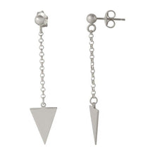 Load image into Gallery viewer, Sterling Silver Rhodium Plated Hanging Triangle Earrings