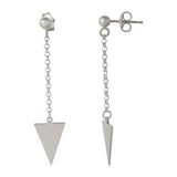 Sterling Silver Rhodium Plated Hanging Triangle Earrings