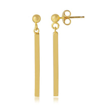 Load image into Gallery viewer, Sterling Silver Gold Plated  Drop Down Bar Shaped Earrings