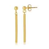 Sterling Silver Gold Plated  Drop Down Bar Shaped Earrings