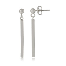 Load image into Gallery viewer, Sterling Silver Rhodium Plated Drop Down Bar Shaped Earrings