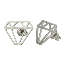 Load image into Gallery viewer, Sterling Silver Rhodium Plated Diamond Shaped Stud Earrings