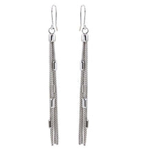 Load image into Gallery viewer, Sterling Silver Rhodium Plated Tassel Earrings