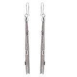 Sterling Silver Rhodium Plated Tassel Earrings