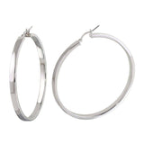 Sterling Silver Rhodium Plated Electroforming Flat Hoop Earrings