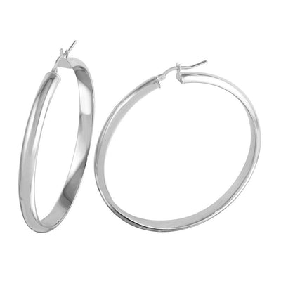 Sterling Silver Rhodium Plated Electroforming Rounded Hoop Earrings