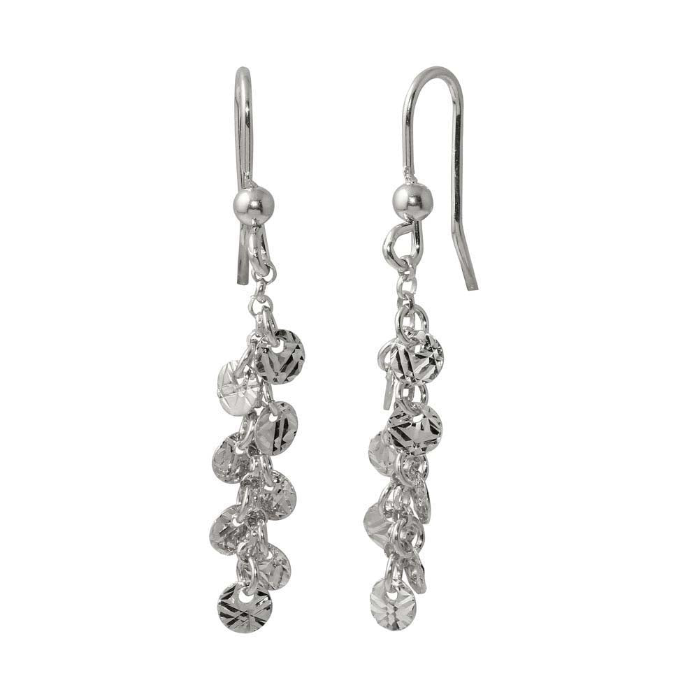 Sterling Silver Rhodium Plated Dangling Confetti Earrings