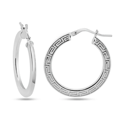 Sterling Silver Basic Non Plated Celtic Hoop Earrings-20mm