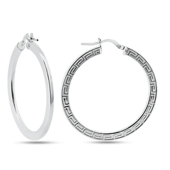 Sterling Silver Basic Non Plated Celtic Hoop Earrings-30mm