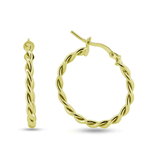 Load image into Gallery viewer, Sterling Silver Gold Plated Twisted Hoop Earrings-20mm