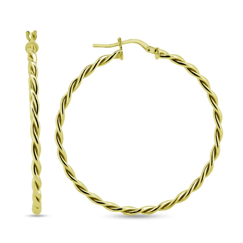 Sterling Silver Gold Plated 2.4mm Twisted Hoop Earrings