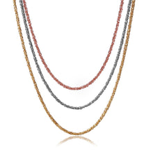 Load image into Gallery viewer, Sterling Silver 3 Toned Plated 3 Stands Rock Italian Chain .925 Necklace
