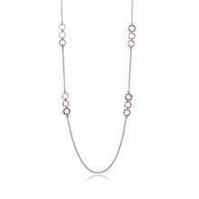 Load image into Gallery viewer, Sterling Silver Rhodium Plated 3 Toned Circles Italian .925 Necklace